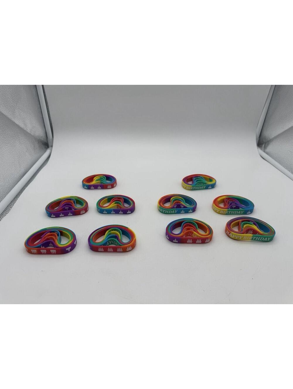 50-pcs Happy Birthday Rubber Bracelets – Colored Silicone Party Favors for Teens